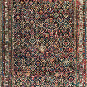 Rustic Tribal Allover Pattern Antique Caucasian Geometric Knotted Rug