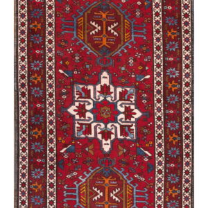 Vibrant red patterned hallway runner rug