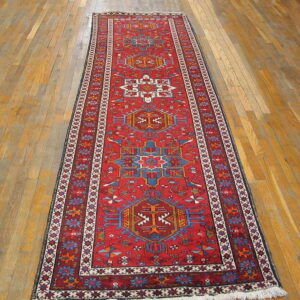 Hand-knotted Persian Karajeh wool runner rug for hallways