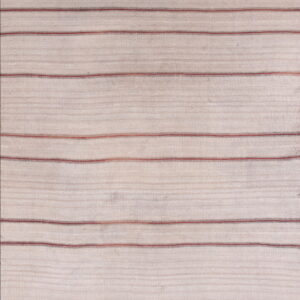 A light beige flatwoven rug featuring thin, repeating maroon horizontal stripes.