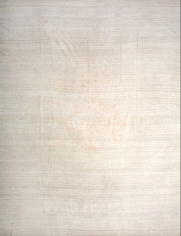 Light beige, low-pile rug displaying subtle vertical ribbed stripes across the entire surface.