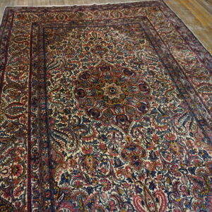 Intricate Persian rug with vibrant patterns.