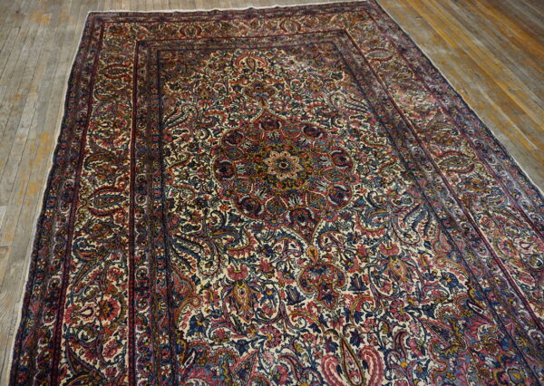 Intricate persian rug with vibrant patterns.