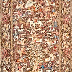 Intricate patterned vintage Persian rug.