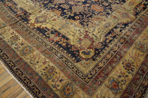 Large oversized antique fine allover blue persian kerman carpet - image 6