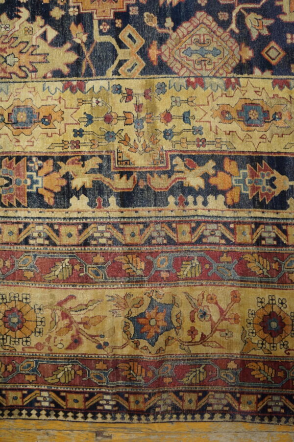 Large oversized antique fine allover blue persian kerman carpet - image 5