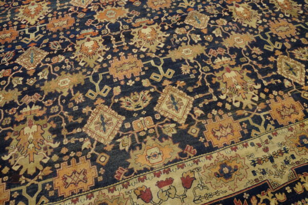 Large oversized antique fine allover blue persian kerman carpet - image 4
