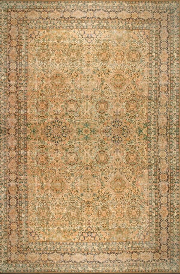 Fine weave intricate floral pattern antique oversized persian kerman rug