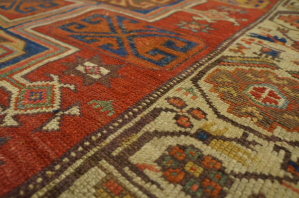 Antique konya hallway runner wool coral rug - image 6