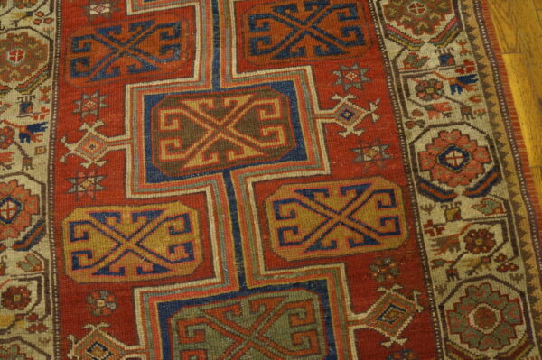 Antique konya hallway runner wool coral rug - image 4