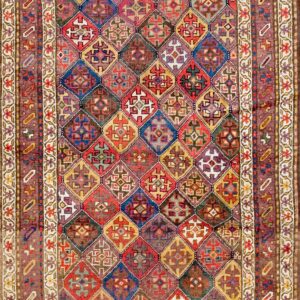 Colorful geometric patterned wool rug