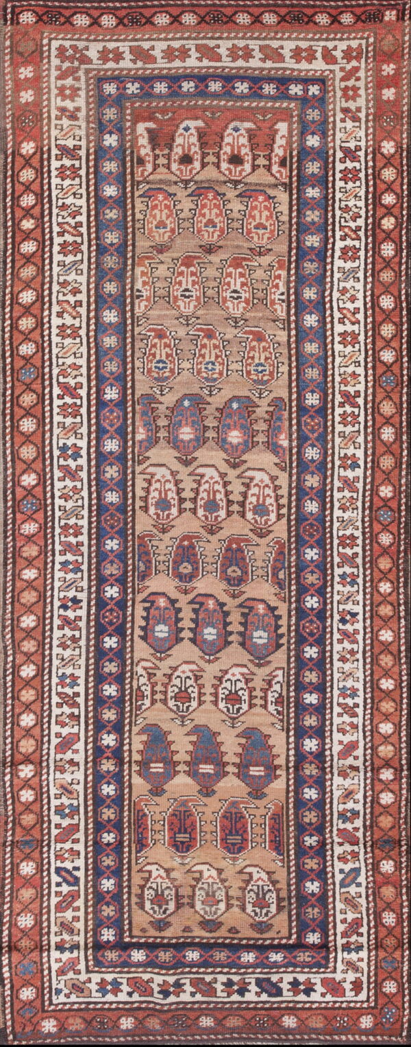Colorful patterned antique hallway runner rug