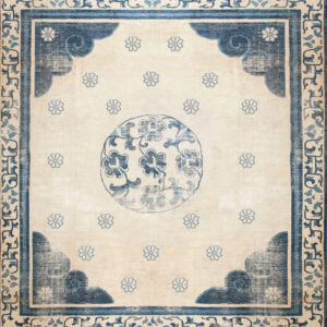 Elegant blue and cream floral rug