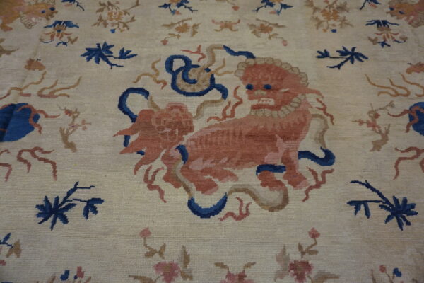 Colorful lion design on beige background