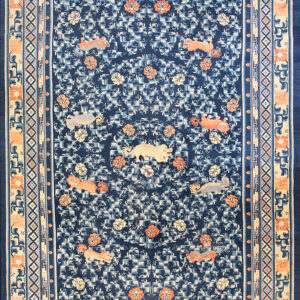 Floral pattern with animal motifs.