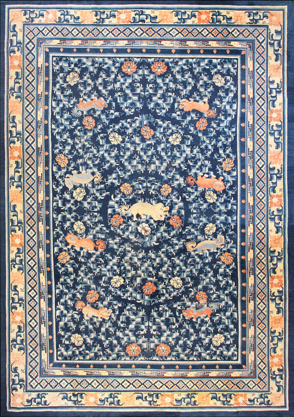 Floral pattern with animal motifs.