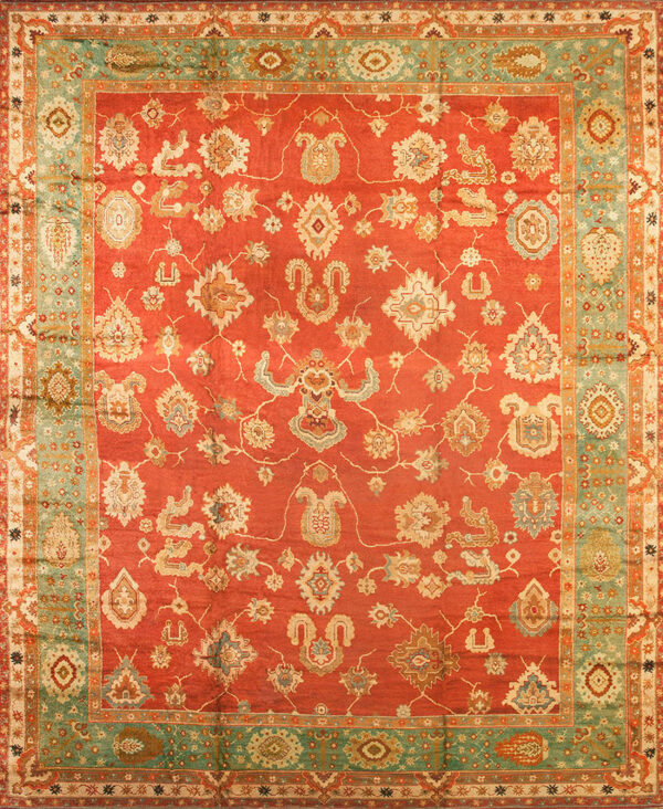 Antique large donegal - arts & crafts ireland knotted rug