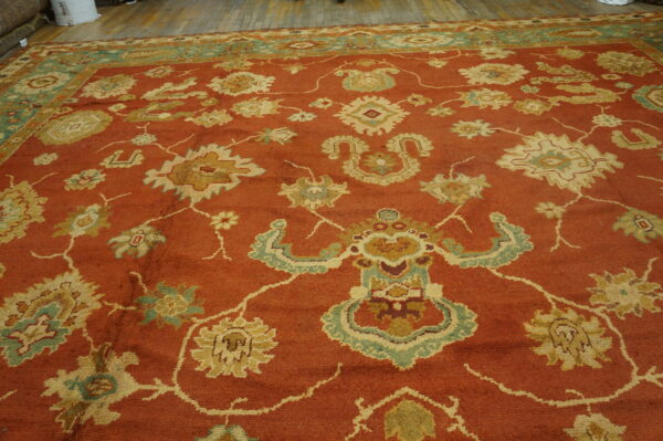 Antique large donegal - arts & crafts ireland knotted rug - image 2