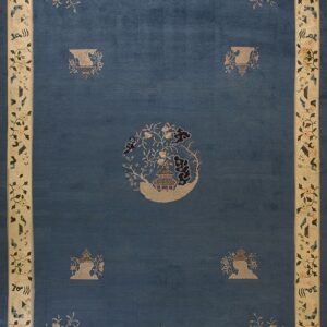 Elegant blue rug with intricate designs