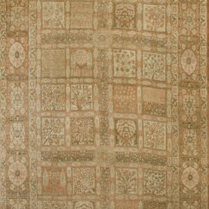 Soft Neutral Color Fine Antique Late 19th Century Large Garden Design Persian Tabriz Rug
