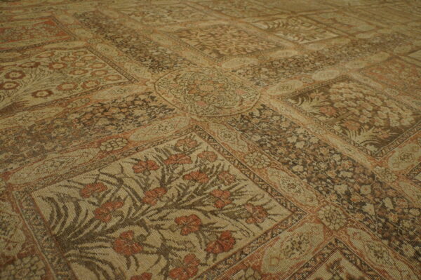 Soft neutral color fine antique late 19th century large garden design persian tabriz rug - image 5