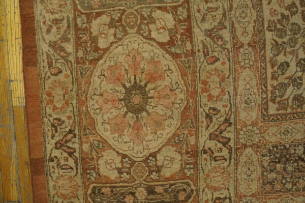 Soft neutral color fine antique late 19th century large garden design persian tabriz rug - image 4