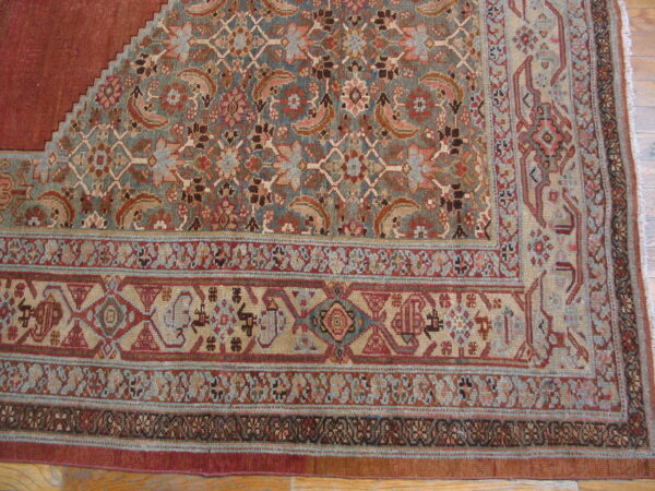 Intricate floral pattern on wool rug