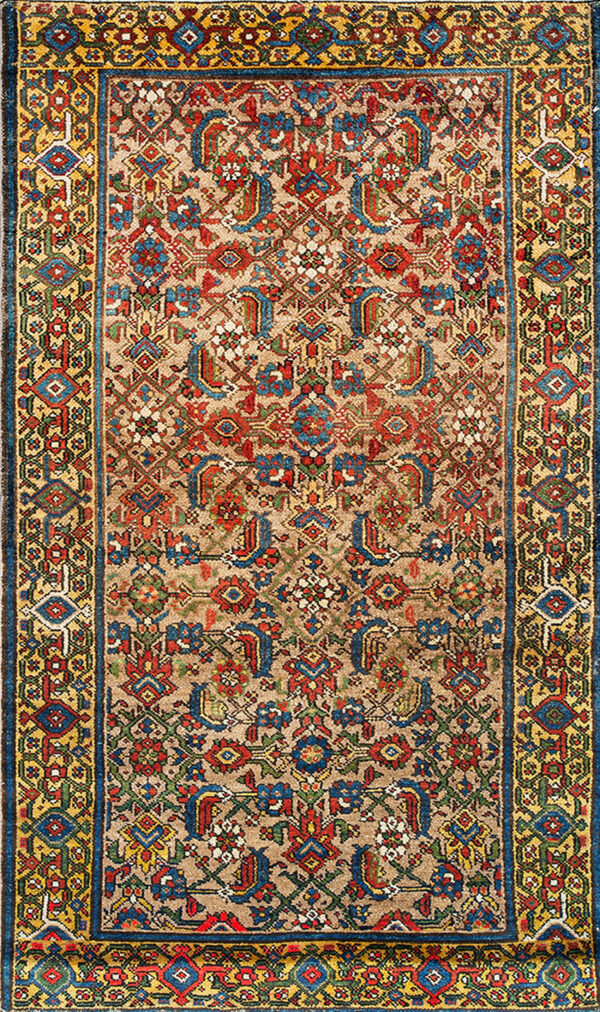 Colorful intricate patterned antique rug
