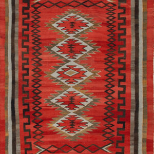 Antique Wool Coral / Salmon Pink Flat Weave Rug