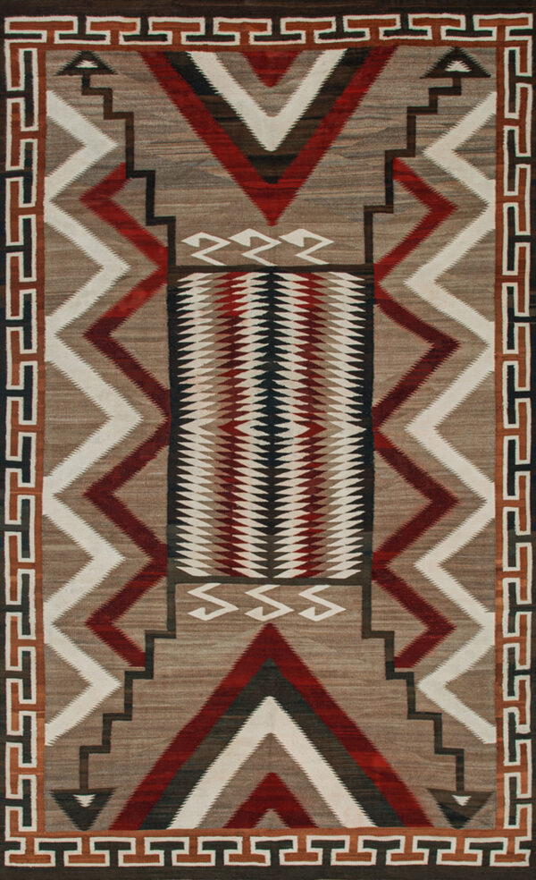 Colorful geometric patterned wool rug