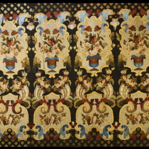 Colorful floral patterned antique rug