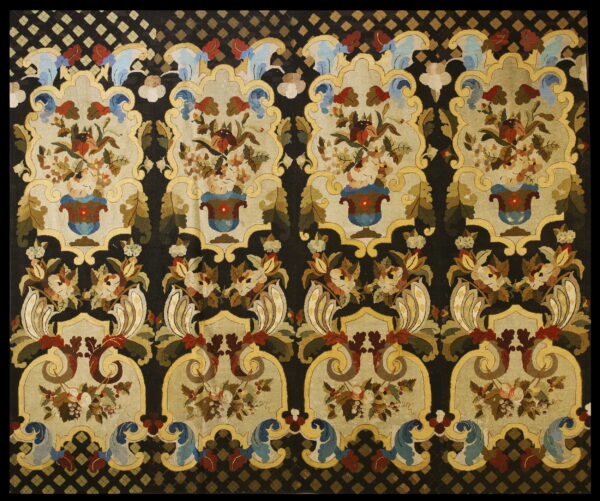 Colorful floral patterned antique rug