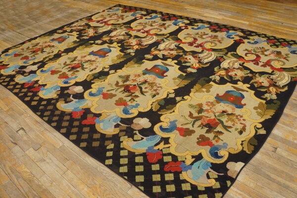 Colorful floral pattern on black background