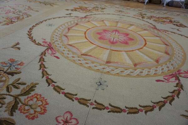 Antique large floral medallion flat weave rug - image 6
