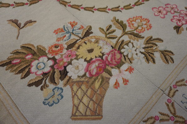 Antique large floral medallion flat weave rug - image 4