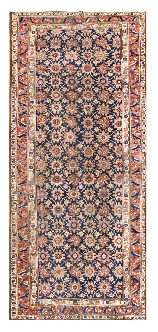 Intricate floral pattern on blue background