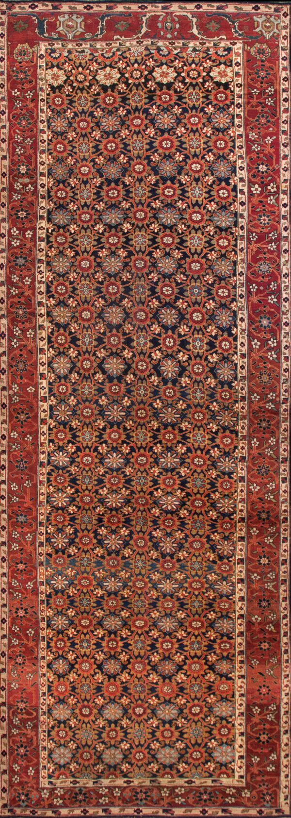 Antique nw persian wool hand knotted pile blue 1850s allover mina khani gallery rug