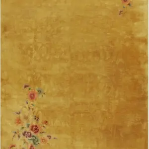 Antique Open Solid Yellow Gold Color Chinese Art Deco Rug by Rugs On Net