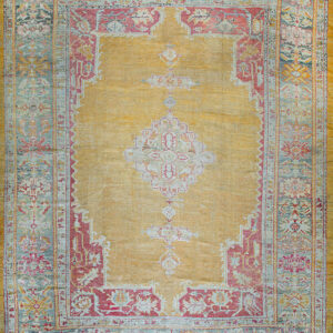 Antique Hand Knotted Wool Pile Large Size Tribal Medallion Turkish Oushak  Rug