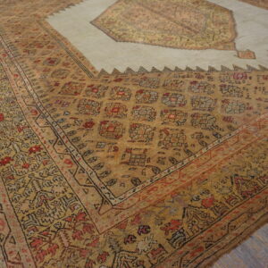 Intricate vintage wool rug design.