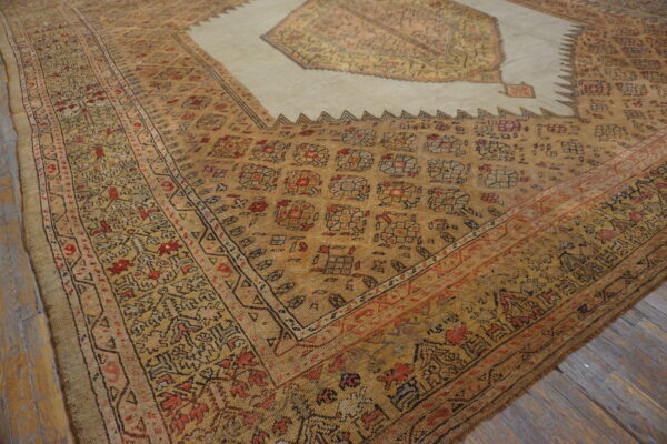 Intricate vintage wool rug design.
