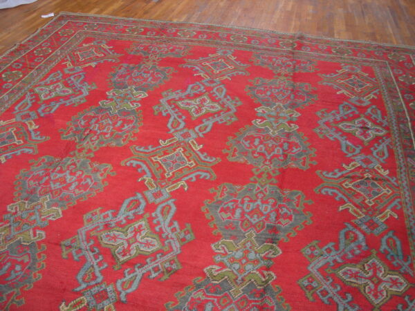 Vibrant red turkish antique rug design