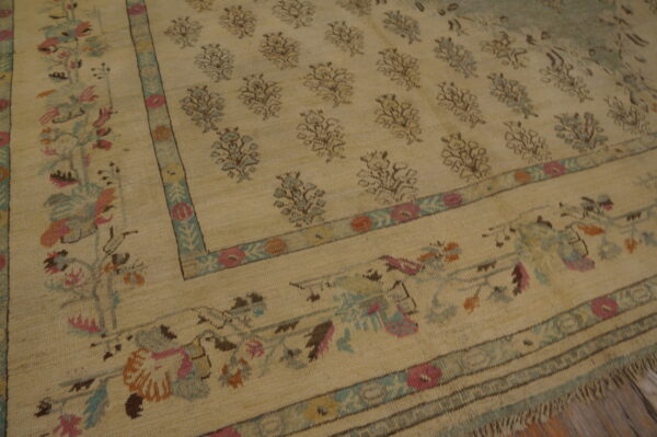 Decorative light squarish room size antique tribal turkish oushak carpet - image 4