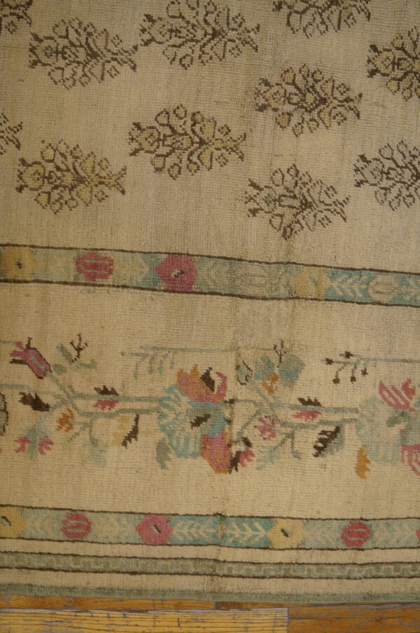 Decorative light squarish room size antique tribal turkish oushak carpet - image 5