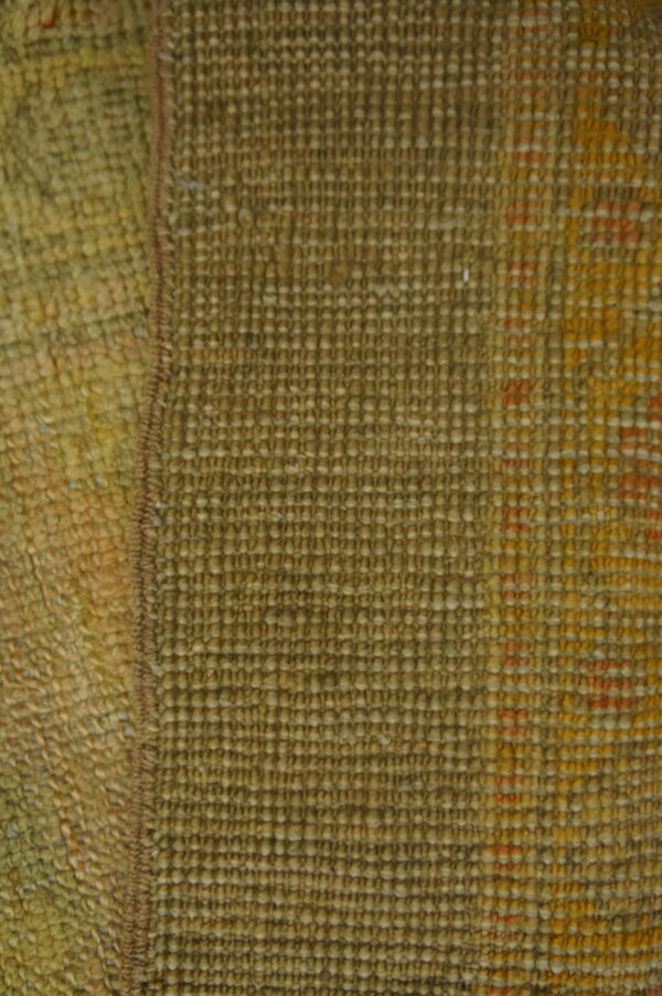 Wool hand knotted pile ivory beige cream white large floral medallion square antique 1890s rug - image 4