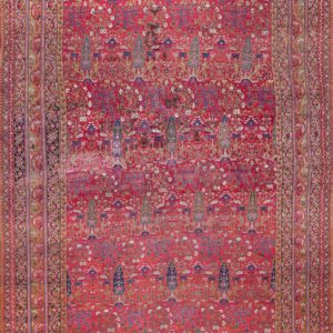 Vibrant Persian rug with intricate patterns.