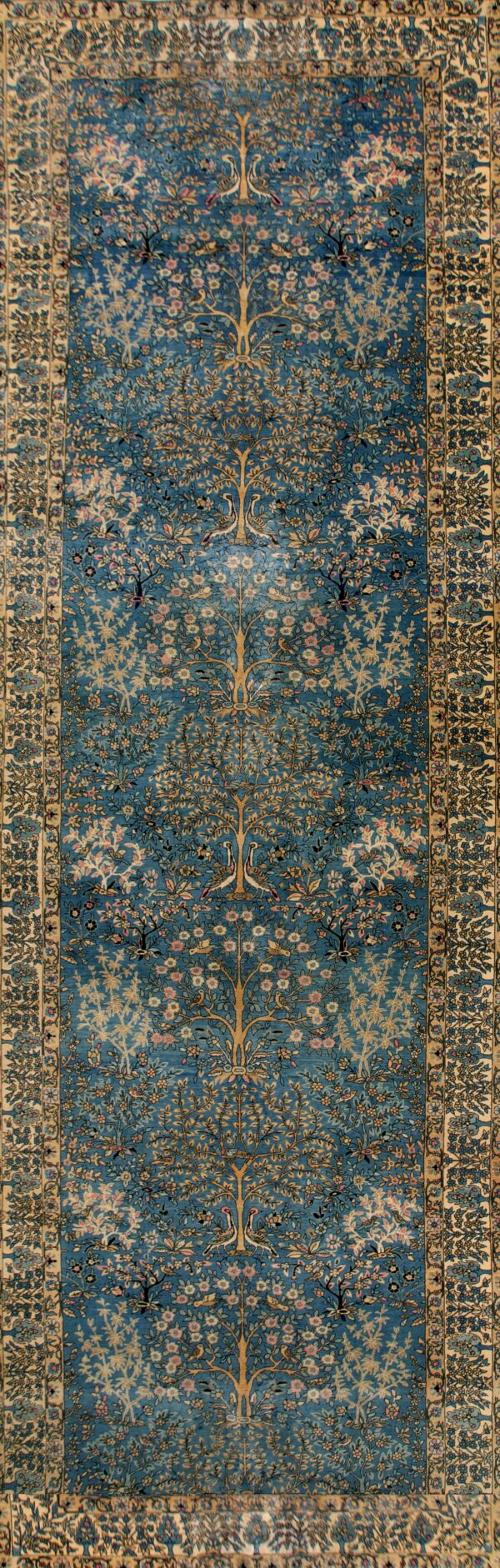 Decorative light blue color antique long and narrow oversized indian gallery rug