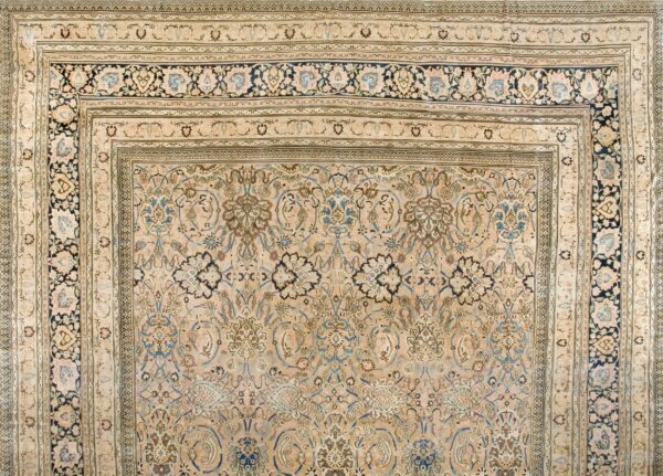 Intricate floral patterns on vintage rug