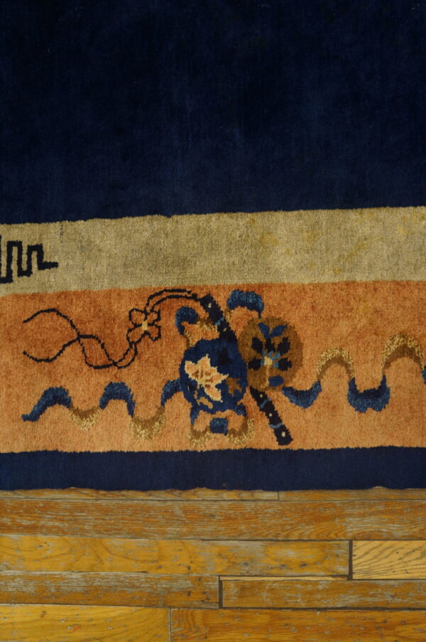 Colorful patterned rug with floral design