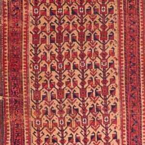 Intricate floral pattern on rug.